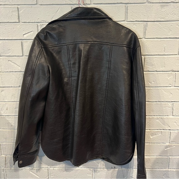 Vintage 70s Alfie California Brown Faux Leather Shacket and Sweater Set Mens L - Picture 6 of 14